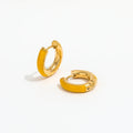 High End PVD 18K Gold Plated Basic Yellow Epoxy Huggie Earrings Stainless Steel Jewelry Wholesale
