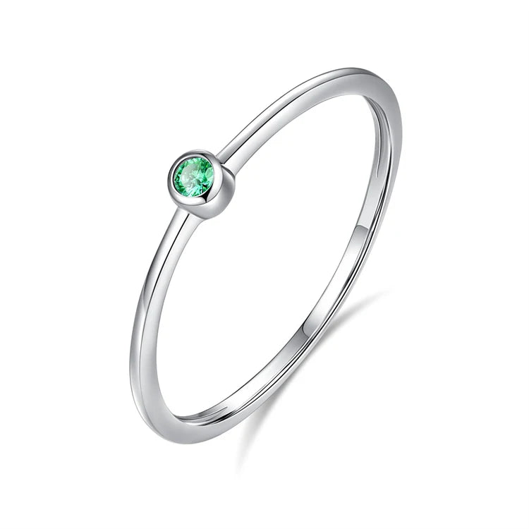 Fine Jewelry 925 Sterling Silver Round Gemstone Stacking Rings Fashion Simple Zircon Diamond Rings for Women