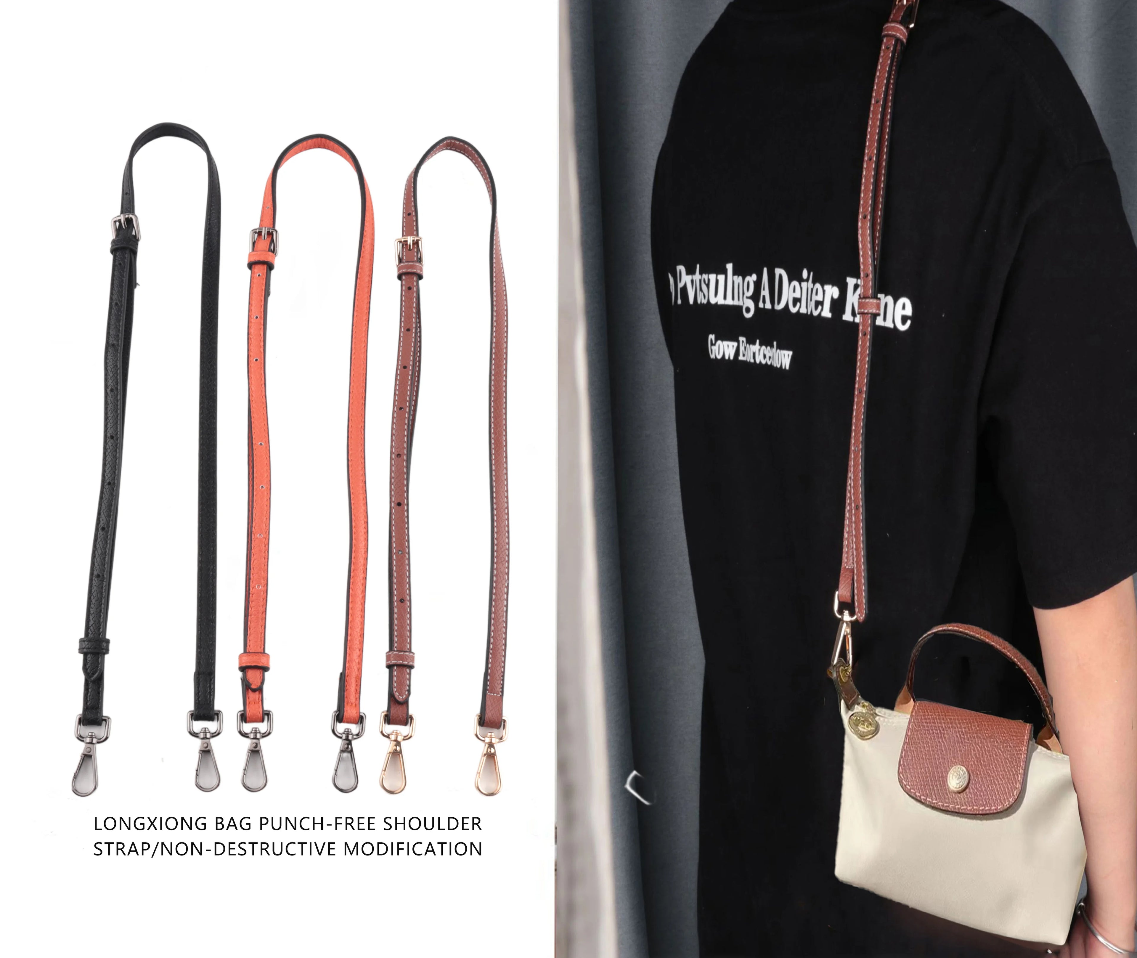 Replacement for Underarm Bag with PU Leather Shoulder Strap Crossbody Bag Punch-free Single Shoulder Strap Accessories