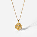 Vintage Jewelry Oval Zircon Eye Pendant Necklace Stainless Steel Zirconia Eye Necklace for Women