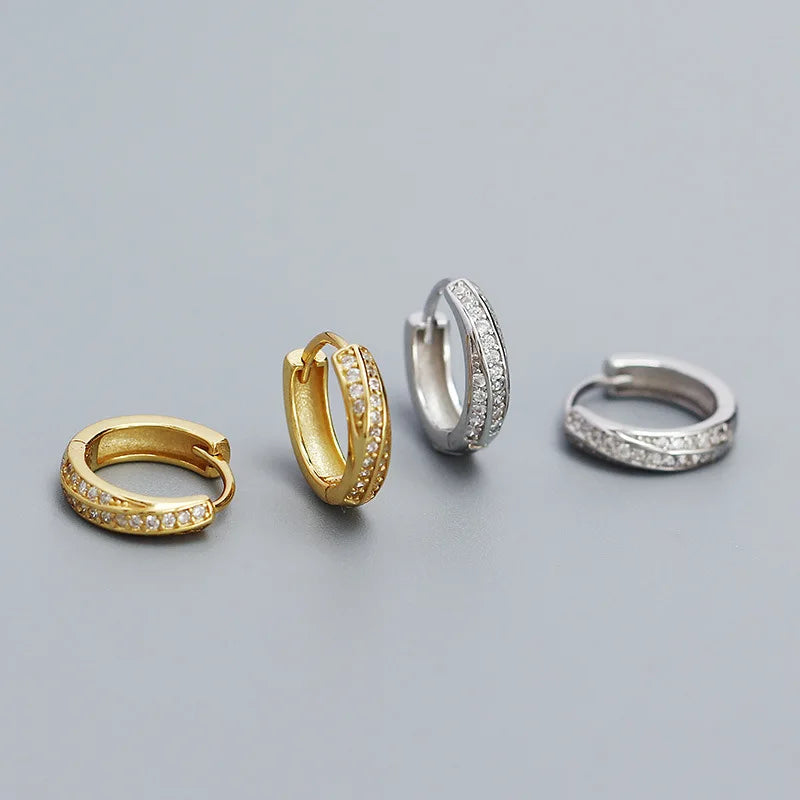 Fashion Jewelry 925 Silver Earrings Jewelry 18K Gold Plated CZ Diamond Round Hoop Sterling Silver  Hoop Earrings for Women