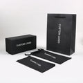 PU Box Sunglasses Case Set Stock Eyeglasses Case & Bag Custom Logo Luxury Popular Black Glasses Packaging