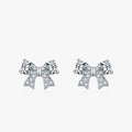 Ailmay Genuine 925 Sterling Silver Cute Romantic Dazzling Zircon Bowknot Earrings for Women Wedding Engagement Jewelry