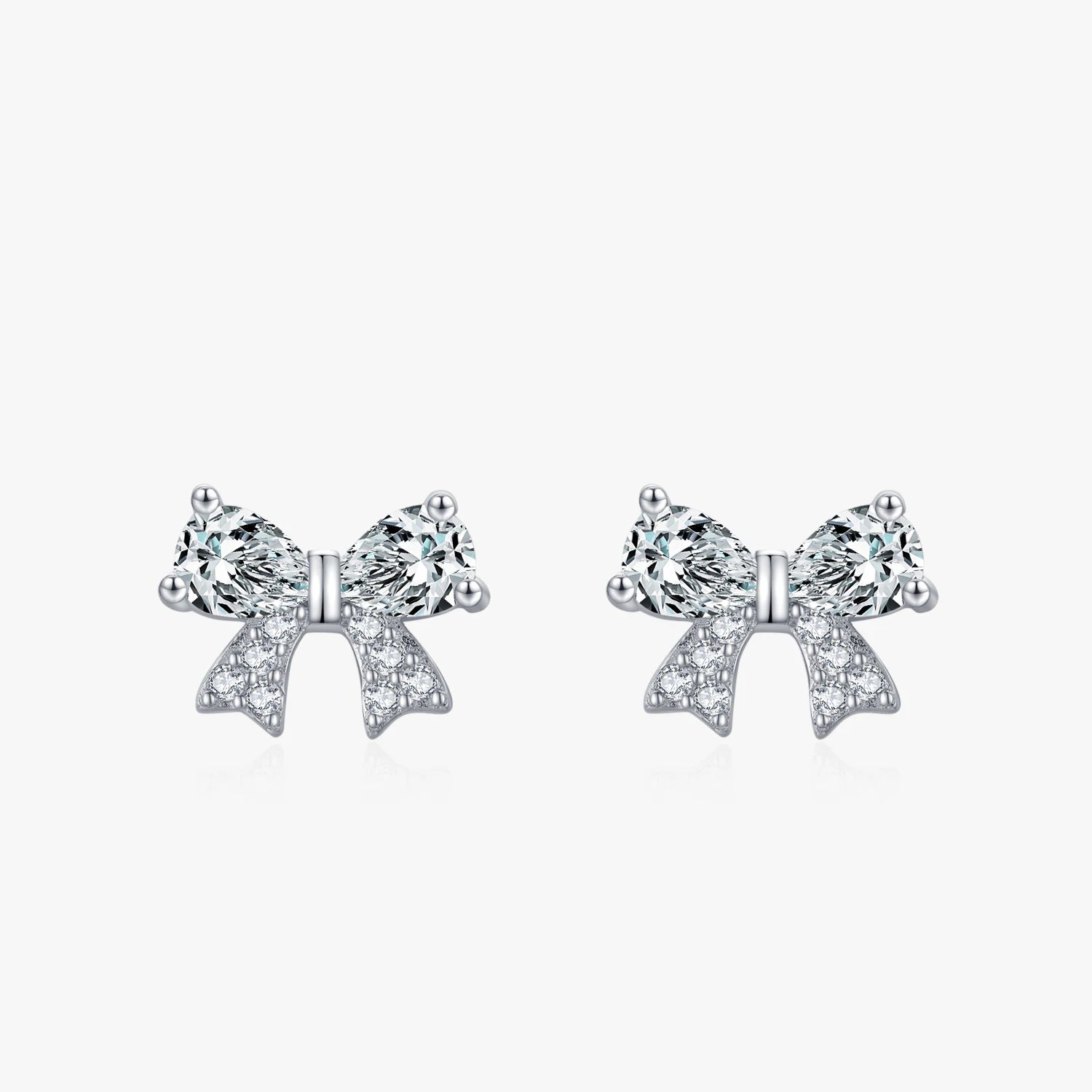 Ailmay Genuine 925 Sterling Silver Cute Romantic Dazzling Zircon Bowknot Earrings for Women Wedding Engagement Jewelry