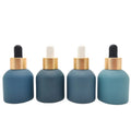 New Arrival 30ml 1oz Matte Peacock Blue Round Shoulder Glass Bottle With Dropper Cap Essential Oil and Cosmetic Serum Packaging