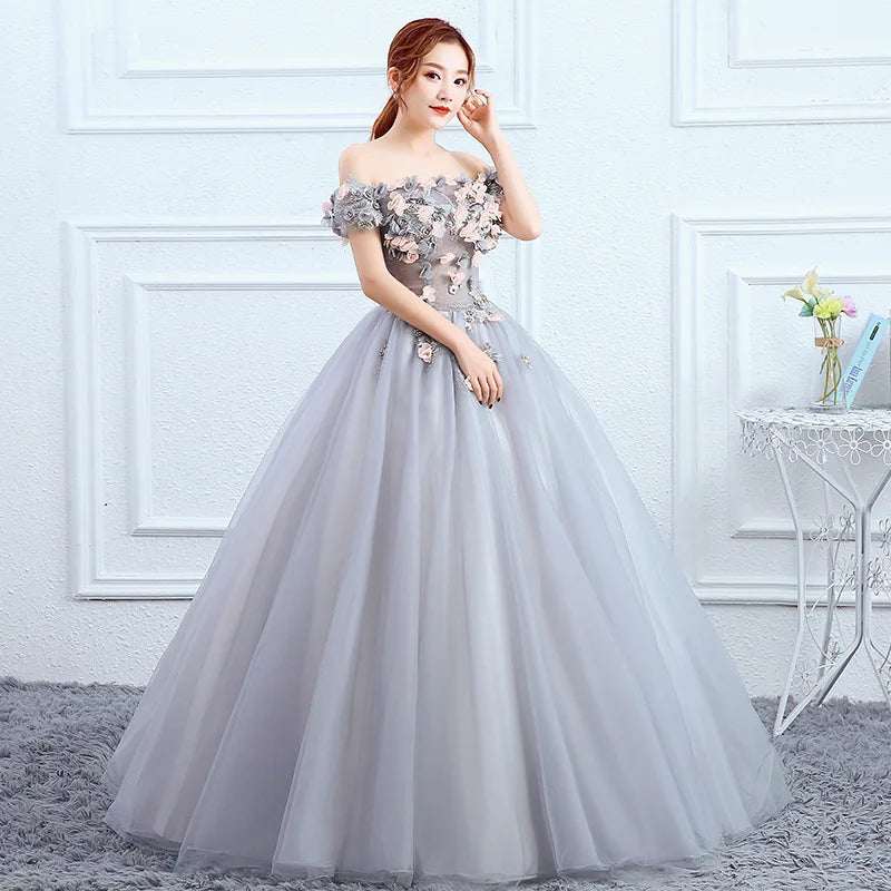New Female Long Color Yarn Studio Bridal Banquet Host Evening Gown Performance Test Dress Peng Skirt