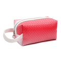 Travel Portable Ladies Creative Woven Pattern Leather Makeup Pouch Handle PU Square Cosmetic Storage Bag