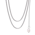 Hip Hop Style Personalized Design Fashion Jewelry 18k Gold Plated Stainless Steel Double Layers Pearl Sweater Chain Necklace