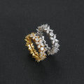 European and American Hip Hop Copper Encrusted Zircon Flower Ring Explosive Classic Zircon Ladies Flower Ring