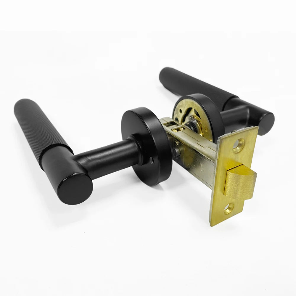 DoorShine DS-B100 Luxury Matt Black Villa Solid Brass Modern Security Door & Window Handle with Privacy Lever 5 Year Warranty