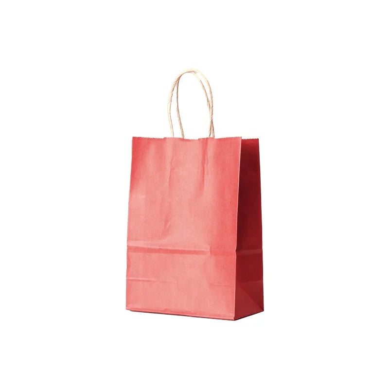 Custom Wine Red Kraft Paper Shopping Bags with Biodegradable Material Handle 15*8*21cm for Clothing Shopping at the Mall