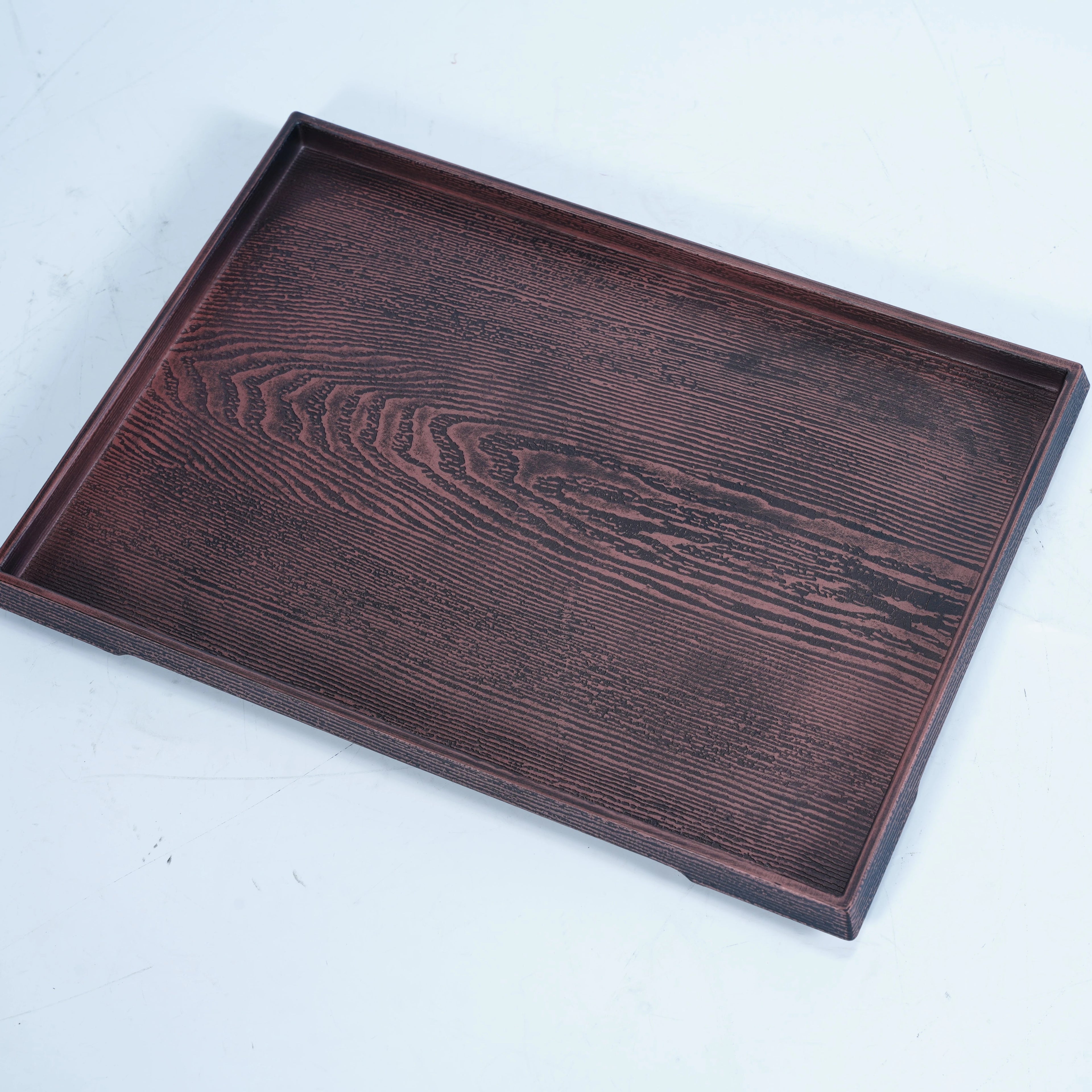 Deep Wood Grain Pattern Tray ABS Material Black Trays Japanese Dinnerware Serving Hotel Hotelware Tray
