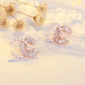 Wholesale France Fashion New Design Alphabet Crystal Pearl Earring Elegant Light Luxury Women 925 Silver Needle Earrings