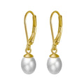 RINNTIN GPE13 Natural Freshwater Pearls Earrings 925 Sterling Silver Earrings Gold Plated Hoop Earings for Women