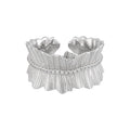 Original Korean Style S925 Sterling Silver Ring Texture Irregular Hemline Zircon Wide Finger Women Fine Jewelry Gifts