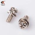 Nickel Plated Steel Assembly Combination Flat and Spring Washer Cross Recessed Pan Head Sems Screw