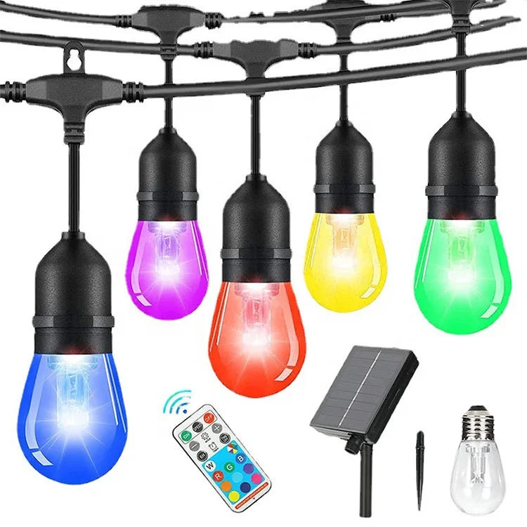 Smart Solar S14 String Lights App Smart  Remote Control RGB Led String Light for Backyard Garden Bistro