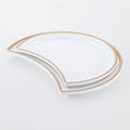 Unbreakable Restaurant Tableware Unique Moon Shape Printing Rimmed White Melamine Dinner Plate