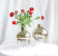 Creative Metal Base Glass Vase Living Room Flower Arrangement Dried Flower Light Luxury Floral Home Glass Vase MegaBDM