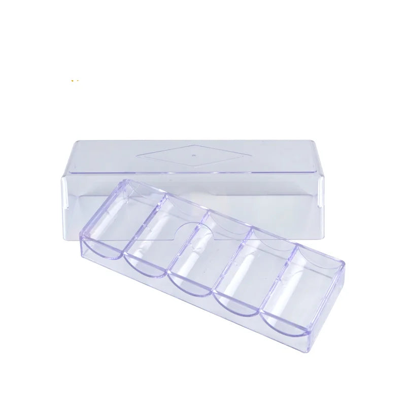 Transparent Acrylic 100pcs Casino Game Accessory Clear Poker Chip Tray to Hold 40mm Chips Case