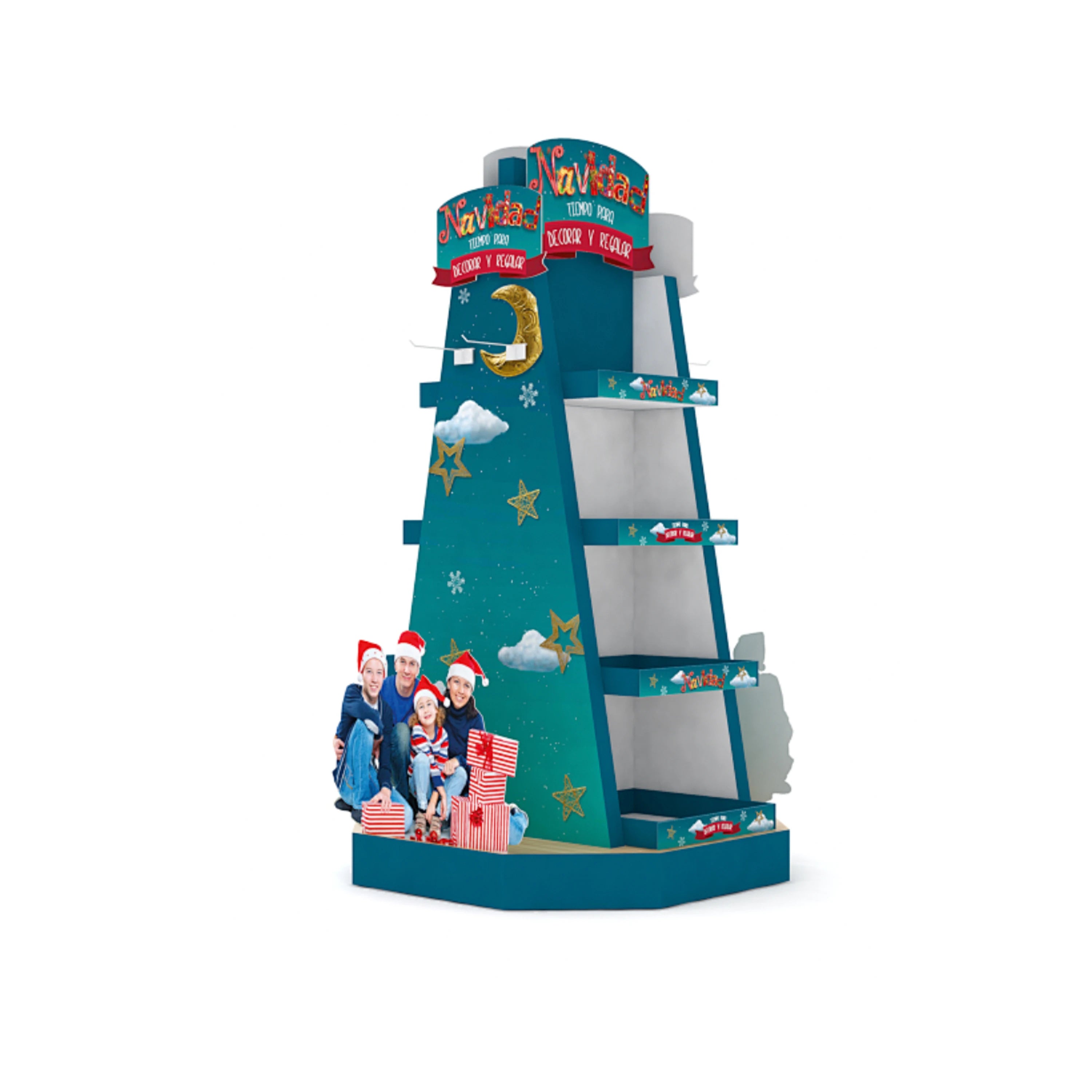 Recycled Cardboard Floor-Standing Pen Display Rack with Hooks for Stationery Store Hanging Display Stand
