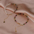 Hand Made 14k Gold Filled  Natural Candy Tourmaline Fresh Water Pearl Bracelet Crystal Gemstone Jewelry