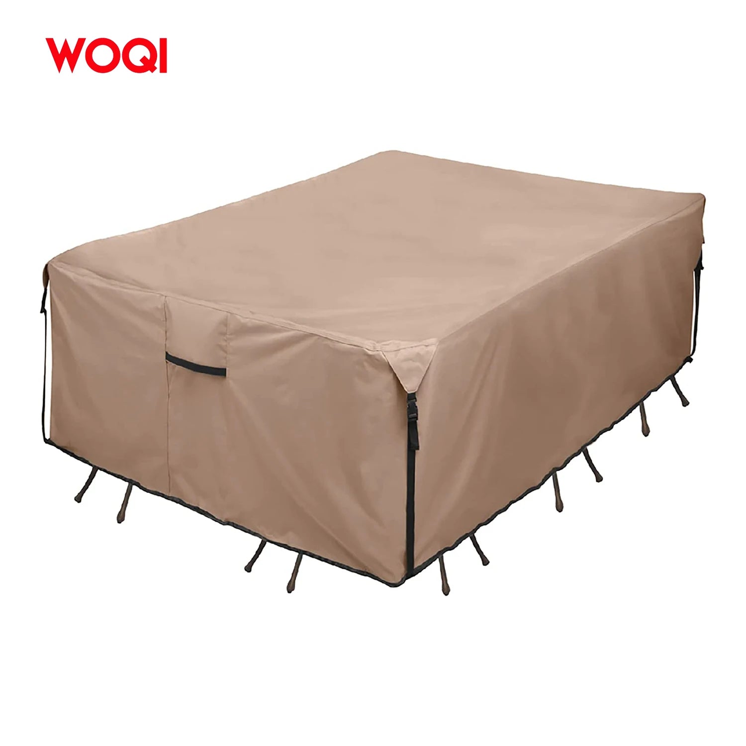 WOQI Rectangular Terrace Heavy Duty Table Cover - 600D Tough Canvas Waterproof Outdoor Table and Chair Universal Furniture