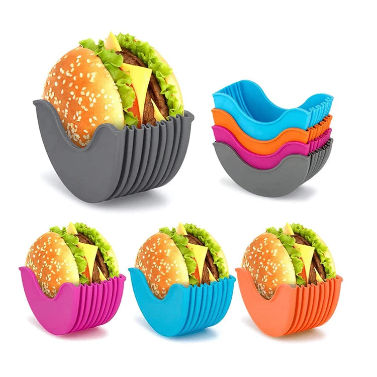2025 New Burger Buddy Silicone Burger Holder Silicone Hamburger Container Anti Dust Bacteria