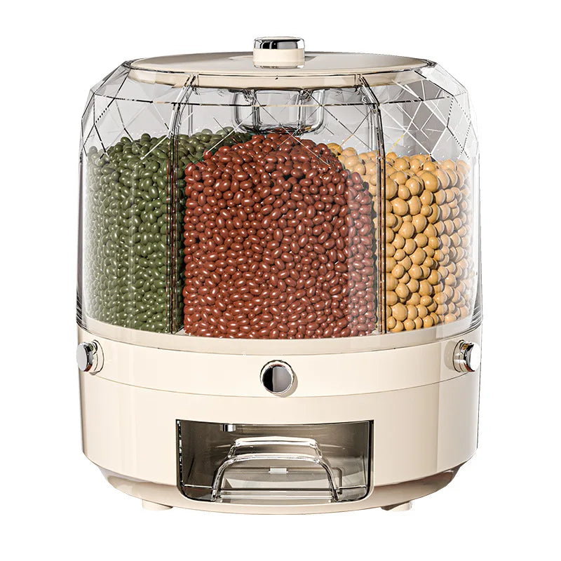 Rice Bin Storage Container Rotatable Rice Stocker Buckle Airtight Rice Dispenser for Kitchen Storage