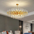 Custom Modern Luxury Gold Crystal LED Pendant Light Fashion Home Decoration Glass Rod Chandelier