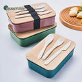 Custom logo Food Grade Bamboo Lid Wheat Straw Leak Proof Bento Lunch Box Plastic Food Container Lunch-box for Kid Bpa Free