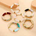 Fashion Trendy Chunky Acrylic Resin Plastic Elastic Cord Bangles Bamboo Bangle and Bracelet Jewelry Women