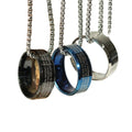 2023 New Two-in-One Cute Stainless Steel Ring Necklace Set 2pcs with Gold Black Blue Chain for Wedding or Gift