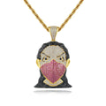 JINSE Hip-Hop Men Pendant Necklace Wear Women Face Multi Color Double Gold Plated Jewelry Wholesale MegaBDM