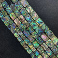 Wholesale Natural Flat Rectangle Assembled Abalone Shell Bead Strands for DIY Jewelry Making 6x8 8x10 10x14 12x16mm