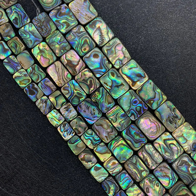 Wholesale Natural Flat Rectangle Assembled Abalone Shell Bead Strands for DIY Jewelry Making 6x8 8x10 10x14 12x16mm