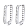 Wholesale Personalized 925 Sterling Silver CZ Zircon Hollow Rectangle Huggie Hoops Earring for Women Gifts