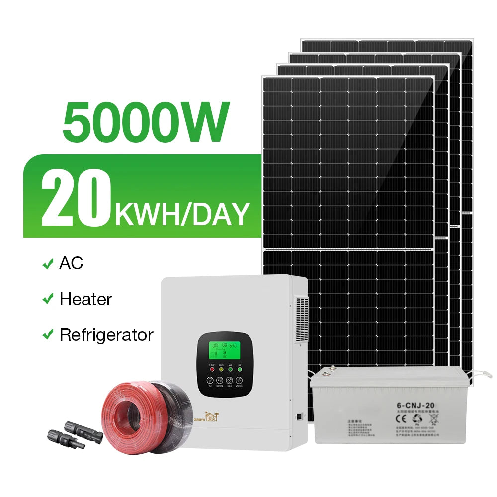 Amiba Solar Panel Kit Off Grid 15kw 10kw 5kw Solar Energy System Package Solar System Off-grid Solar System Complete Set