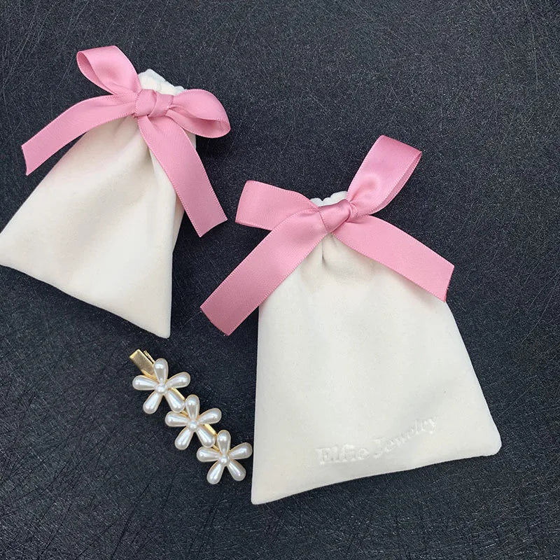 Portable Small Organizer Bag with Ribbon Necklace Ring Earring Packaging Jewelry Pouch