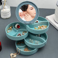 360 Rotating Organizer Cosmetics Desktop Storage Earrings Makeup Studs Necklace Jewelry Holder Multi-Layered Round Jewelry Box