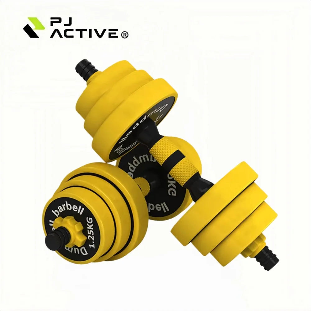 PINJIAN Adjustable Barbell Dumbbells Building Material Iron Steel Light Painted Gym Equipment Yellow Dumbbells Set for Men Women MegaBDM