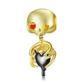 Gold Plated Skull and Black Hearts Silver Charms 925 Sterling CZ Beads for Women Fine Jewelry Making Charm Bracelets Accessory
