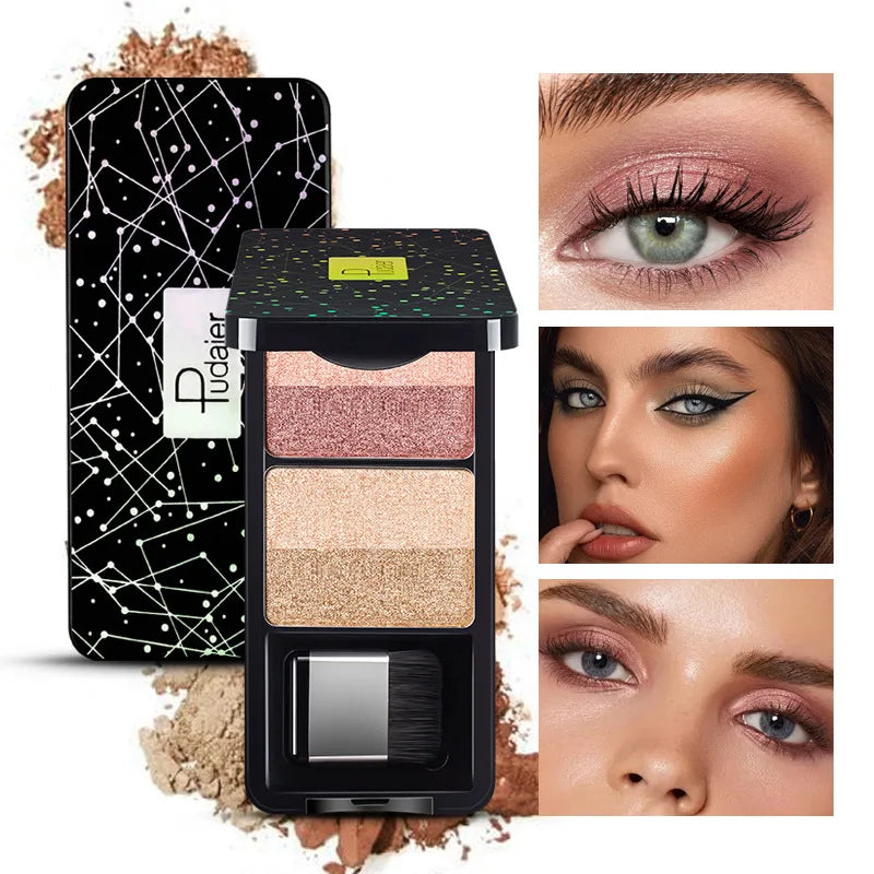 Wholesales 4 Colors Glitter Birghtening Eyeshadow Palette Private Label Smooth Waterproof Long Lasting Easy to Color Eye Makeup