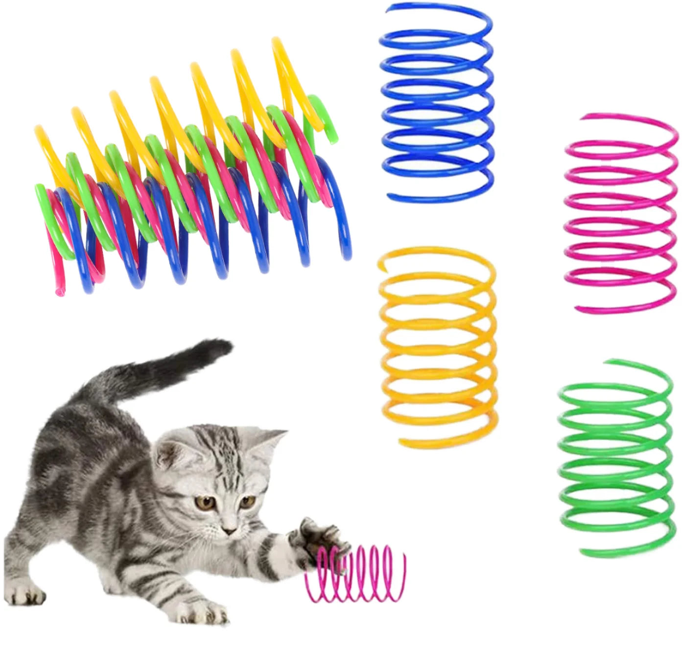 Wholesale Eco-Friendly Simple Colorful Plastic Cat Spring Toy 4.5x2.5cm 8g for Self-Entertainment and Exercise