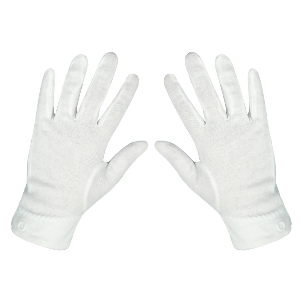 Wholesale Anti-Slip Custom White Cotton Gloves with Elastic Cuff Breathable & Flexible for Ceremonial Waiter Use Masonic Design
