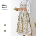 Vintage Floral Big Pockets Home Use Baking Cotton Linen Maxi Skirt Cross Back Women Aprons