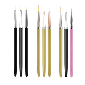 Cheap Good Quality Nails Set Fine Manicure French Stripe Nylon Hair Gel Painting Metal 3pcs Nail Art Liner Brush