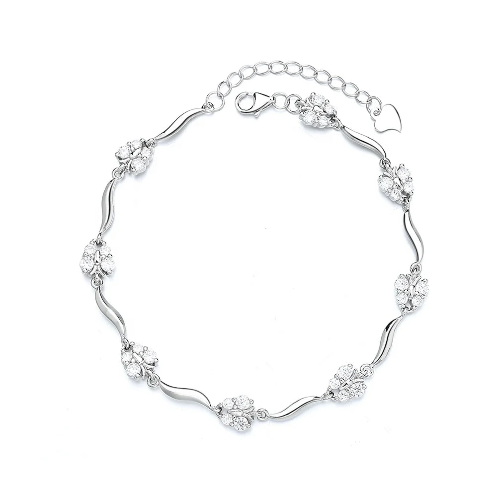 Women's Gifts Luxury Bracelet Zircon  925 Silver Bracelet Fine Jewelry Lucky Butterfly Bracelet for Women
