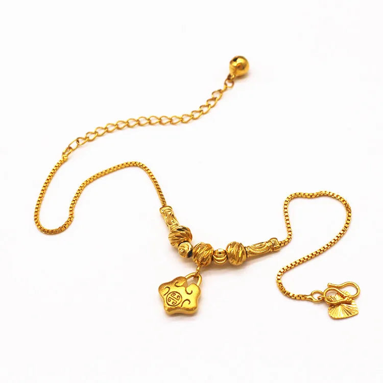 Summer New Ladies Fashion Vietnam Sand Gold Plated Bell Anklet Color Preservation Jewelry Holiday Gifts Wholesale