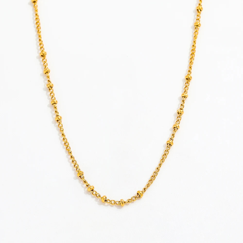 Fenny 18K Gold Plated Versatile Simple Chain Beads Necklace Tarnish Free&No Fade Stainless Steel Jewelry Wholesale